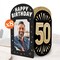 Big Dot of Happiness 50th Birthday Photo Holder Centerpieces, 4x6 Picture Display Box, Black & Gold Table Decoration for Adult Birthday Decor, 8 Count